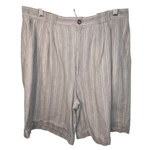 Fundamental Things, ladies 14 striped linen blend Granolagirl pleated shorts ￼
